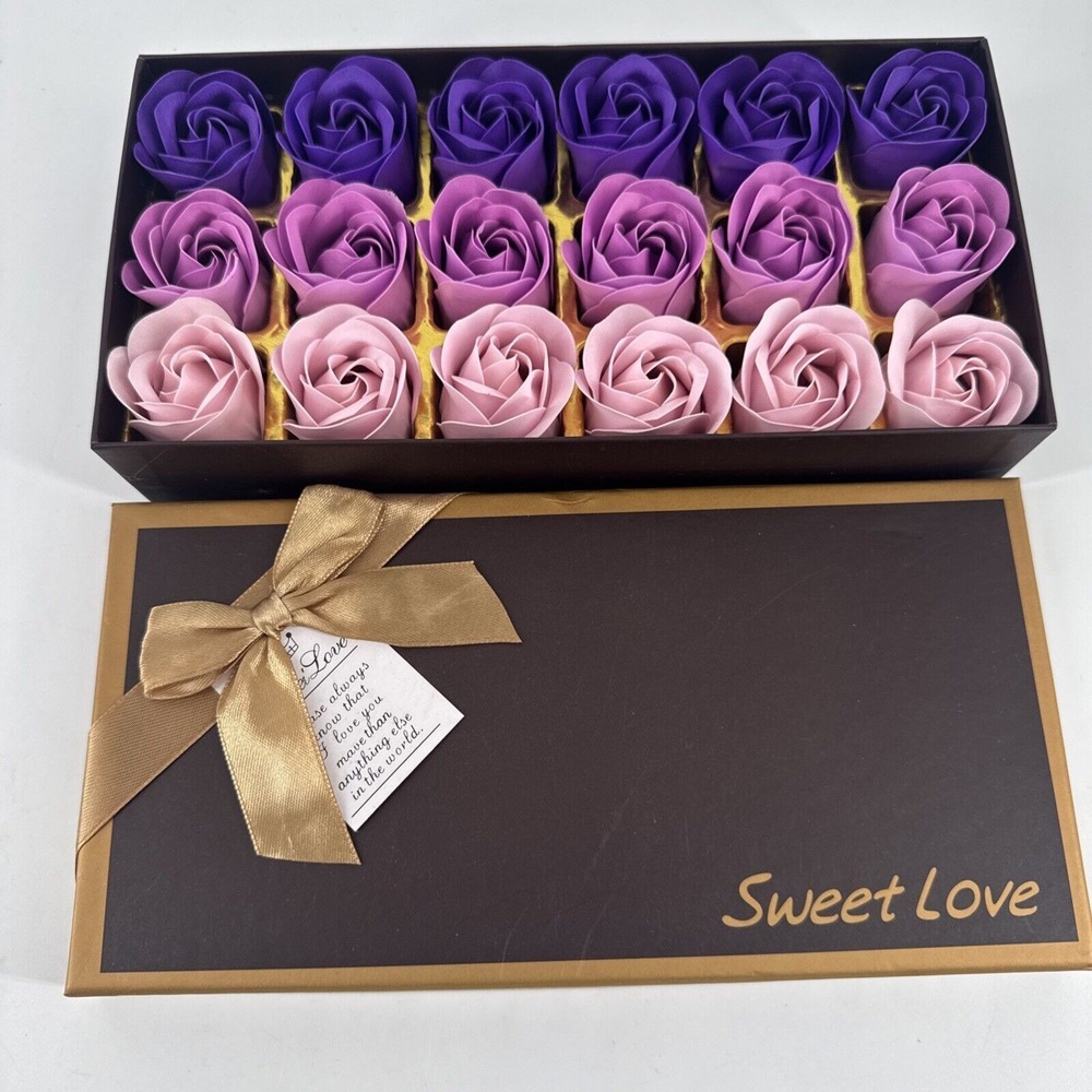 Sweet Love Rose Soap Gift Set for Women - Purple & Pink